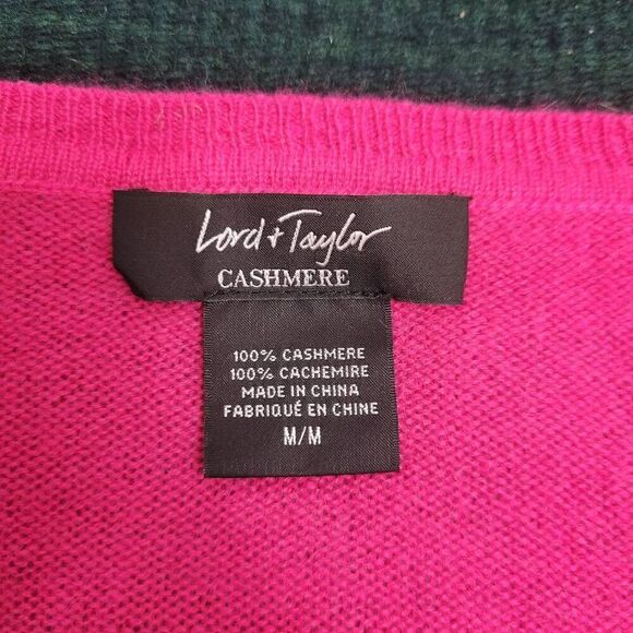 Lord‎ & Taylor 100% Cashmere Crew Neck Sweater Sz M Bright Pink Pullover Soft - Picture 3 of 5